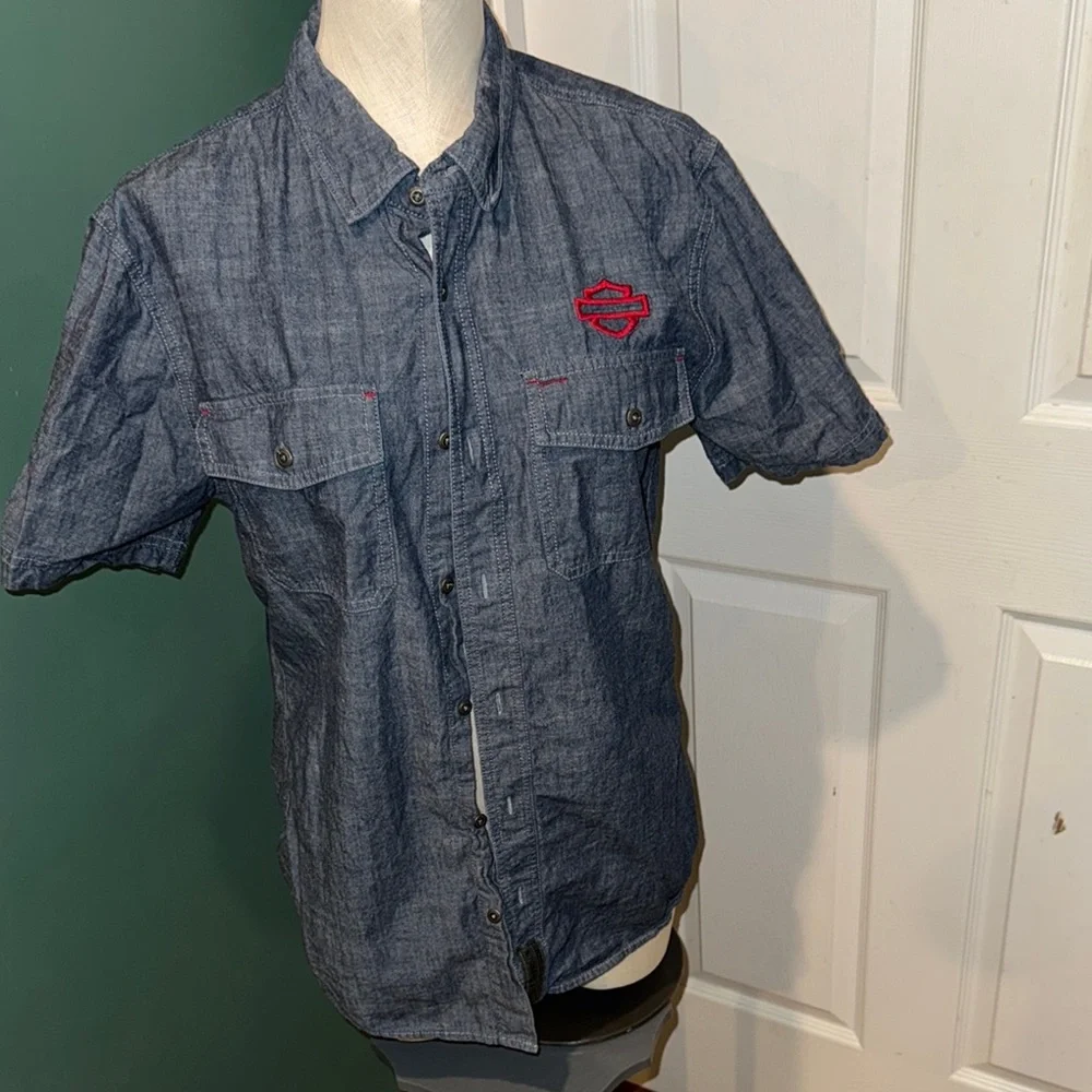 Harley-Davidson‎ Men's Blue Denim Shirt Medium